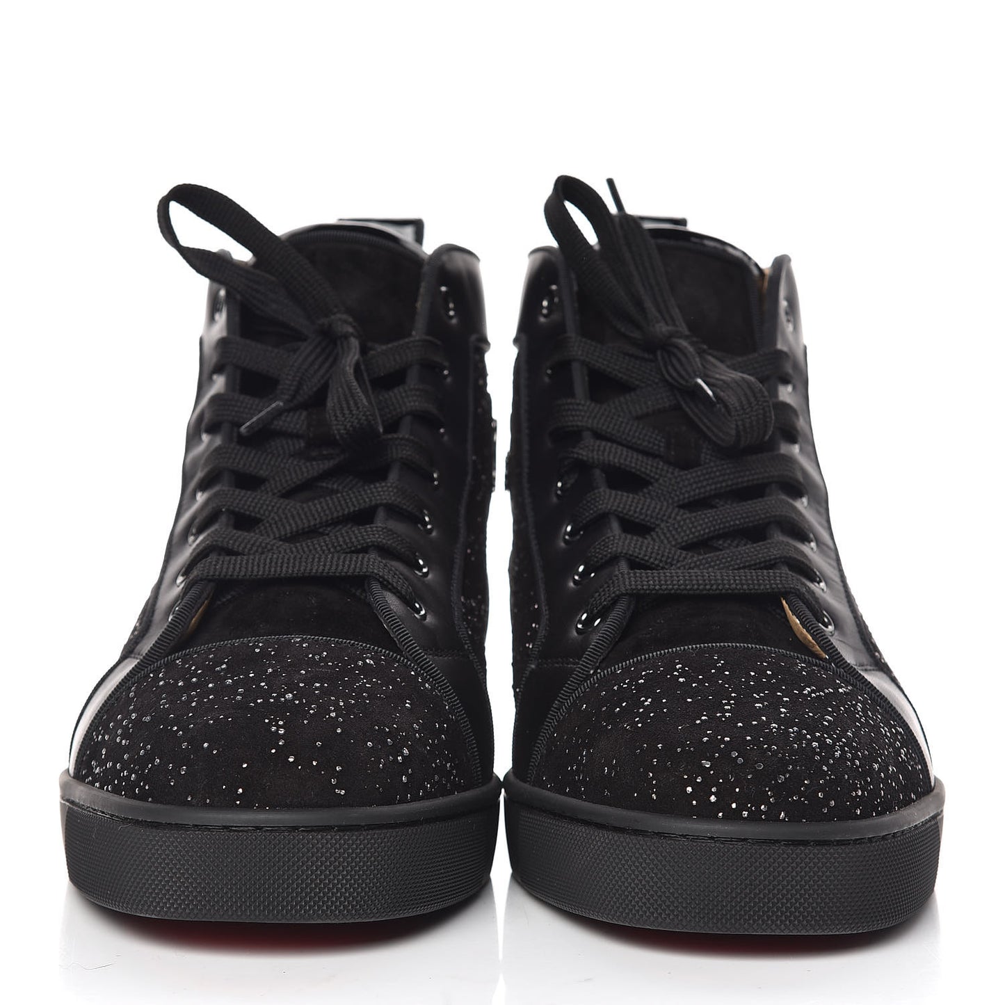Crystal Veau Velours Patent Calfskin Mens Louis Orlato Flat Sneakers 44.5 Black