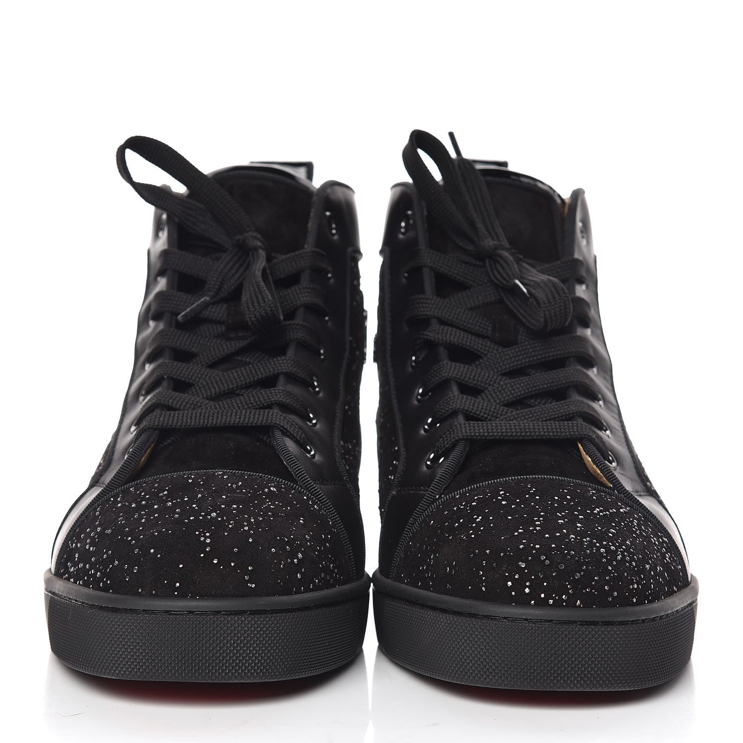 Christian Louboutin Crystal Veau Velours Patent Calfskin Mens Louis Orlato Flat Sneakers 44.5 Black 2 of 8