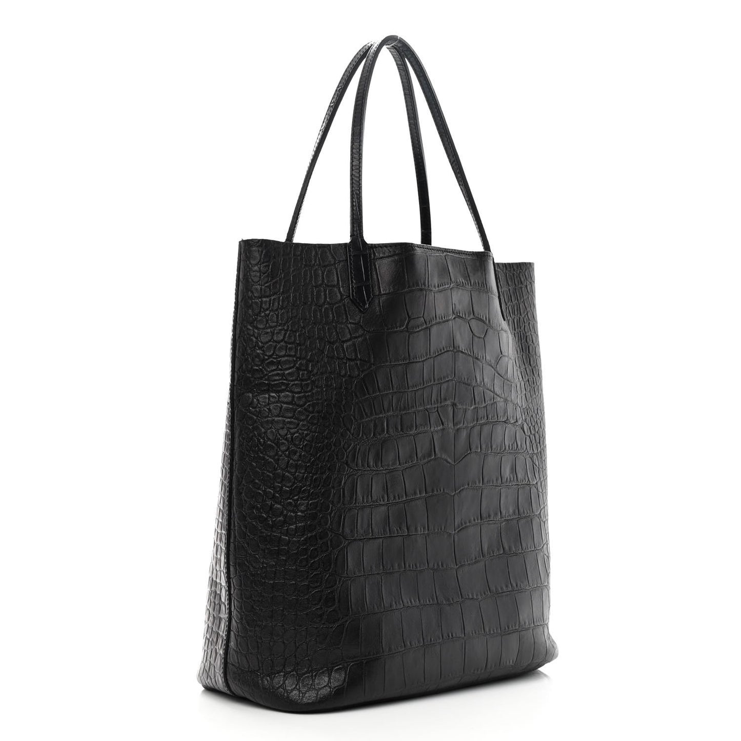 Calfskin Crocodile Embossed Medium Antigona Tote Black