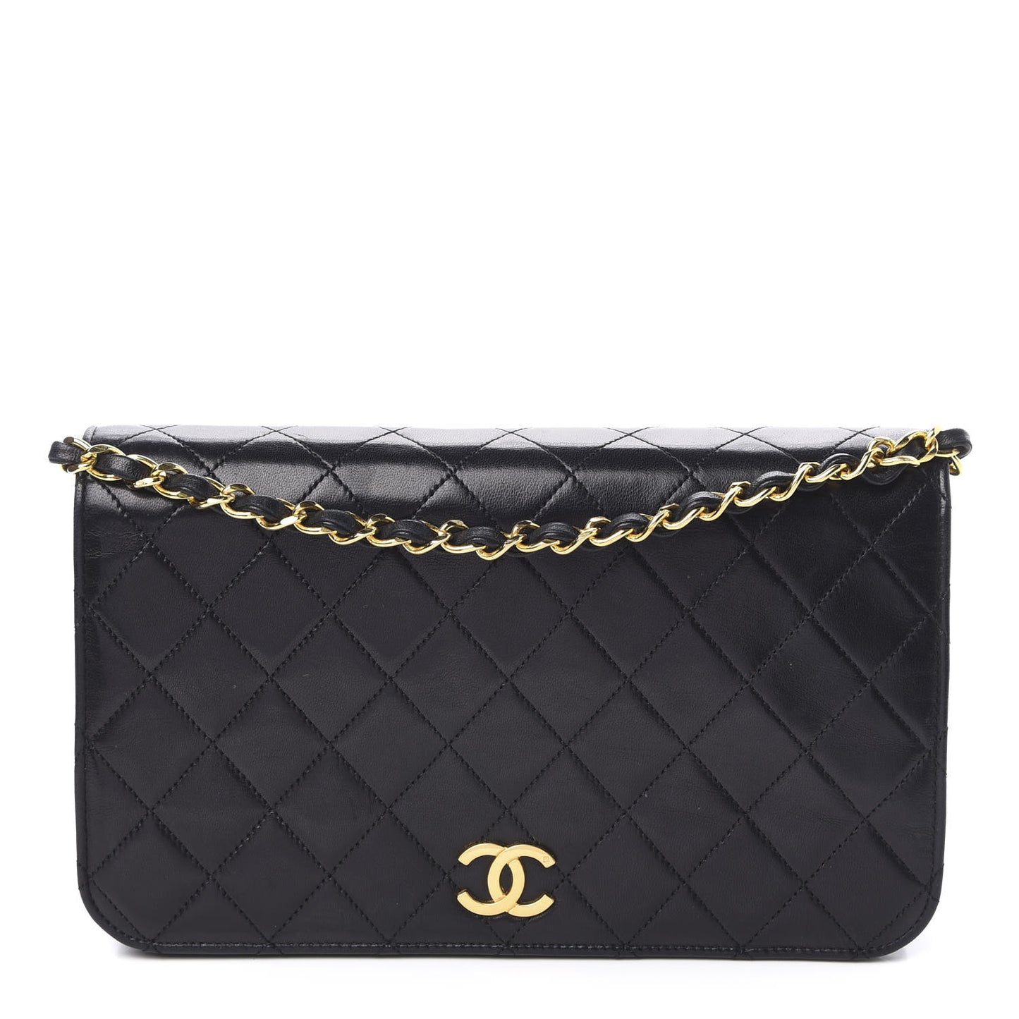 Lambskin Quilted Small Single Flap Black