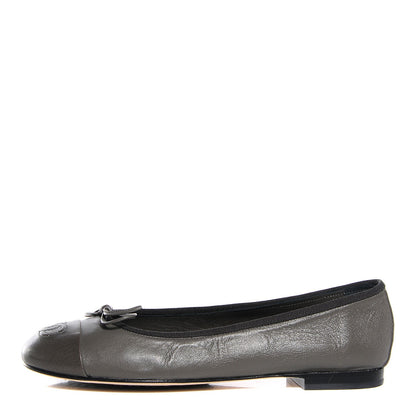 Chanel Lambskin Cap Toe CC Ballerina Flats 38 Grey 1 of 6