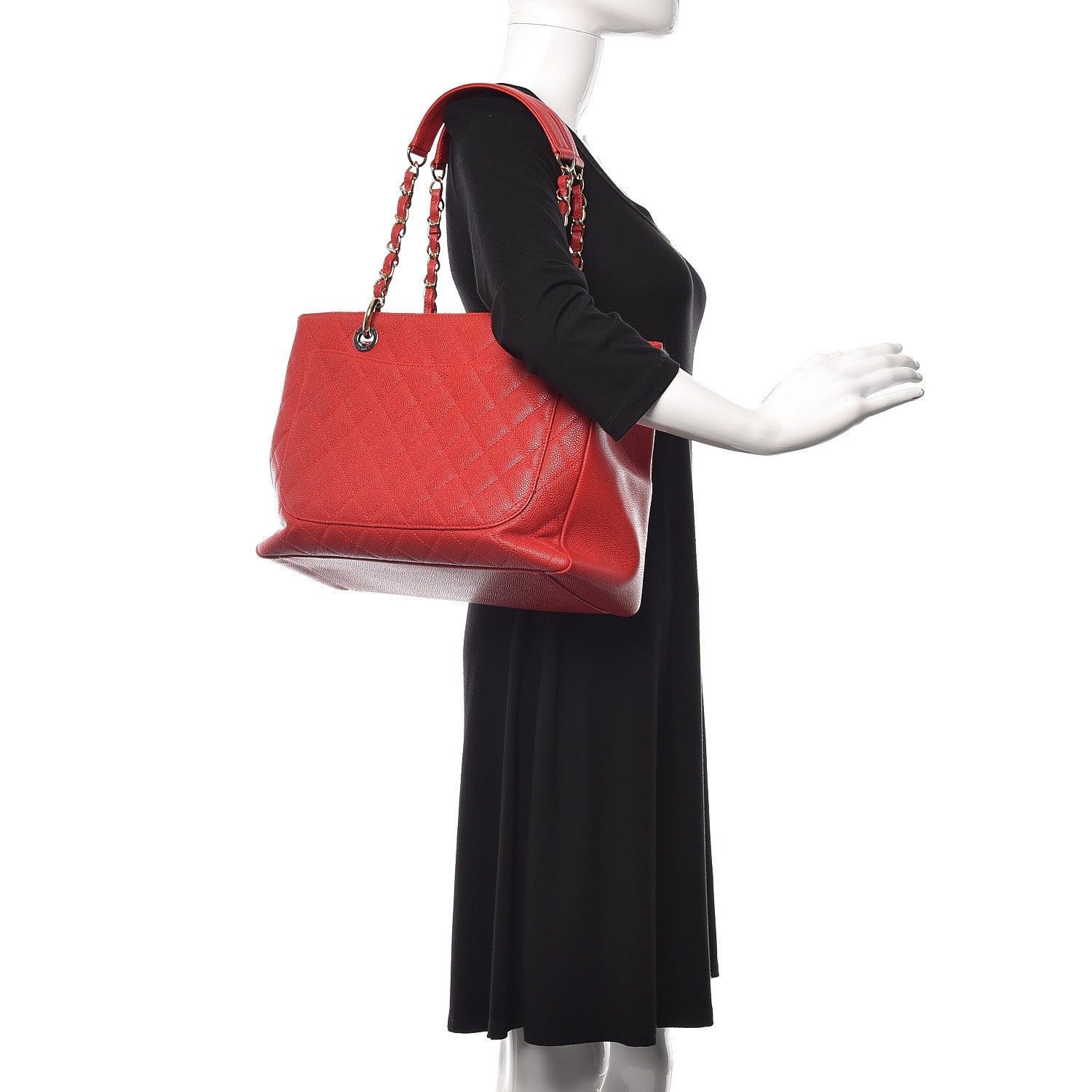 Chanel Caviar Quilted Grand Shopping Tote GST Red 2 of 11