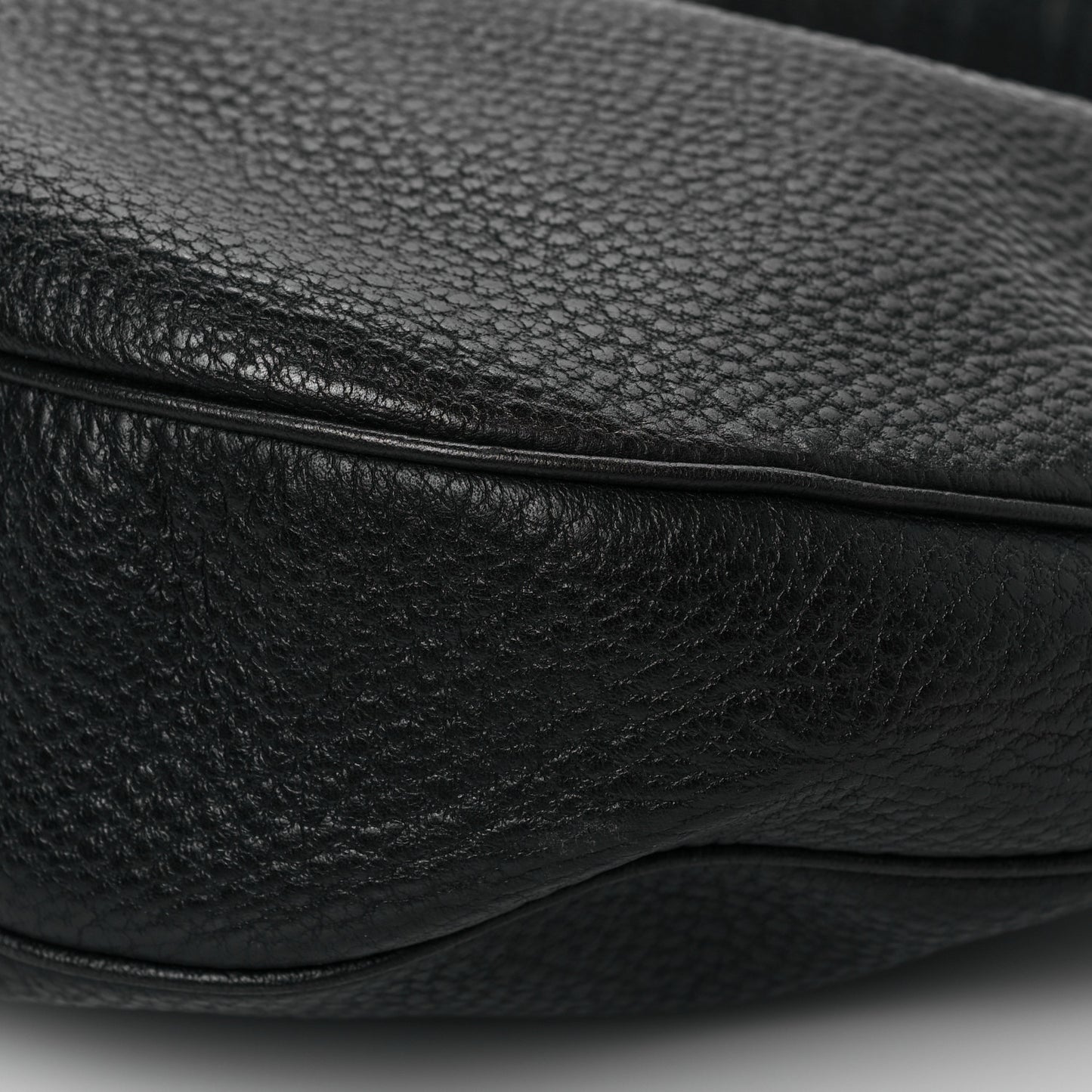 Calfskin Half Moon Bamboo Ring Hobo Black