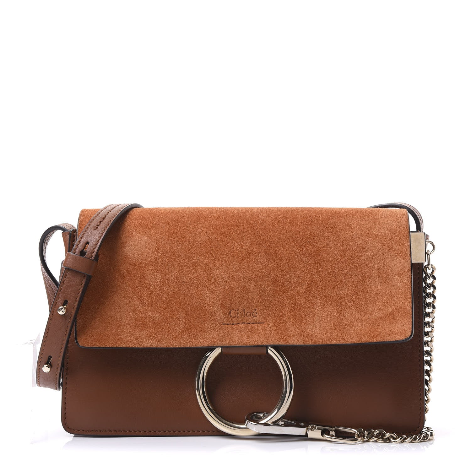 Chloe Suede Calfskin Small Faye Shoulder Bag Tobacco 1 of 8