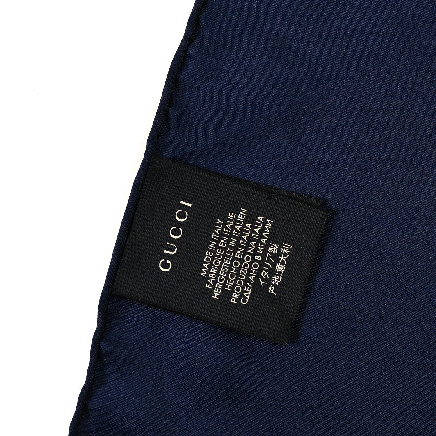 Gucci Silk Interlocking Stripe Scarf Red Navy 2 of 3