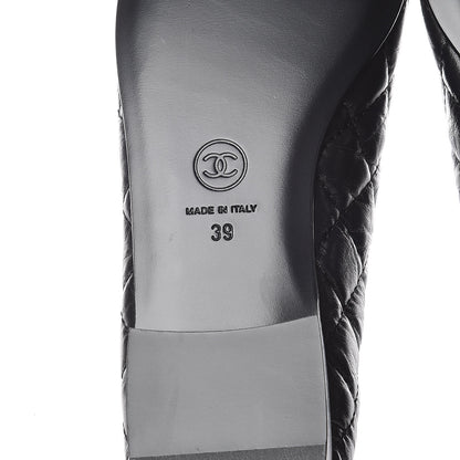Chanel Aged Calfskin Quilted Cap Toe Ballerina Flats 39 Black 6 of 8