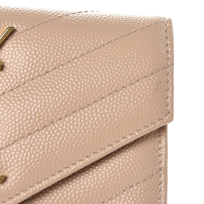 Saint Laurent Grain De Poudre Matelasse Chevron Small Monogram Envelope Wallet Nude Powder 9 of 9