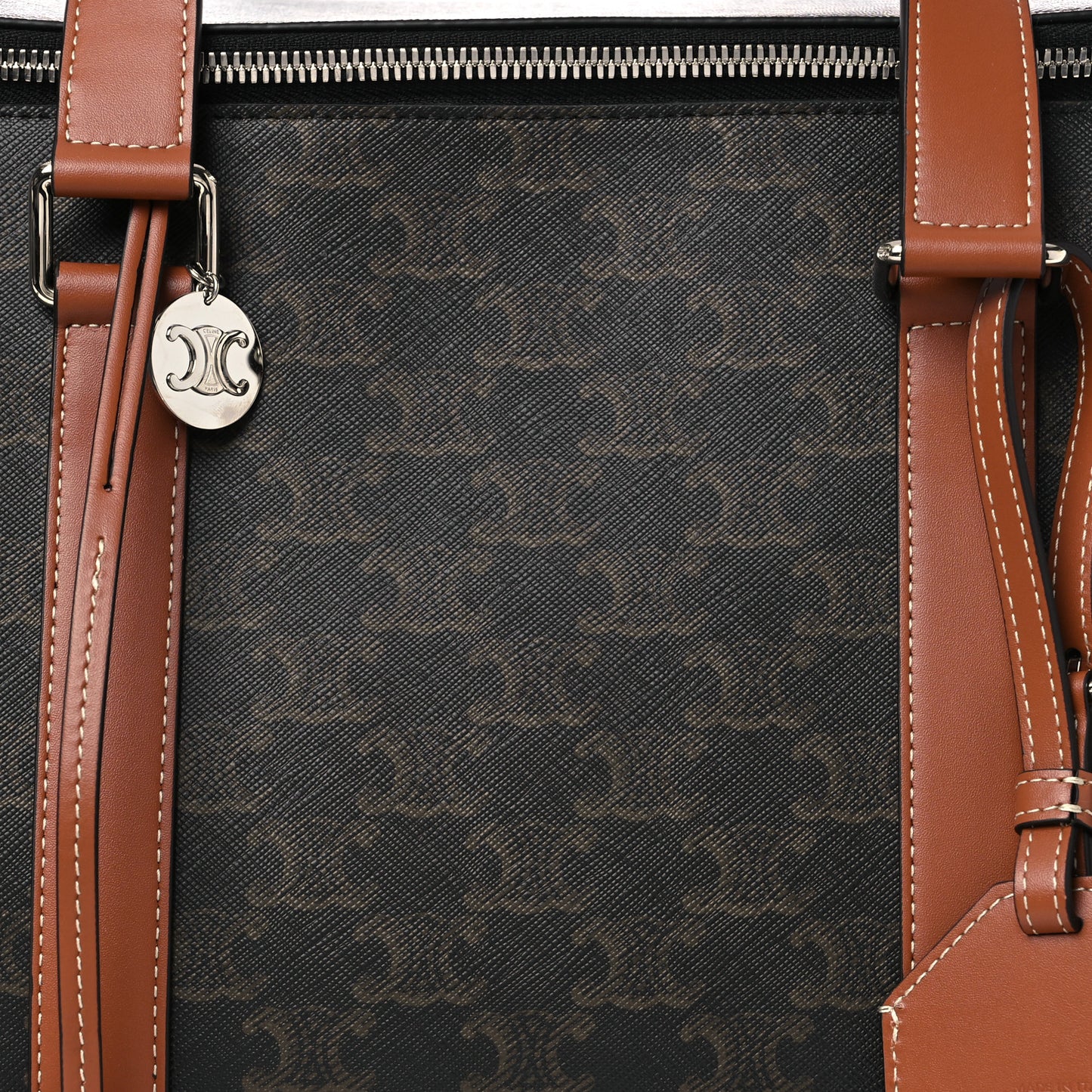 Triomphe Canvas Calfskin Travel Dog Bag Tan