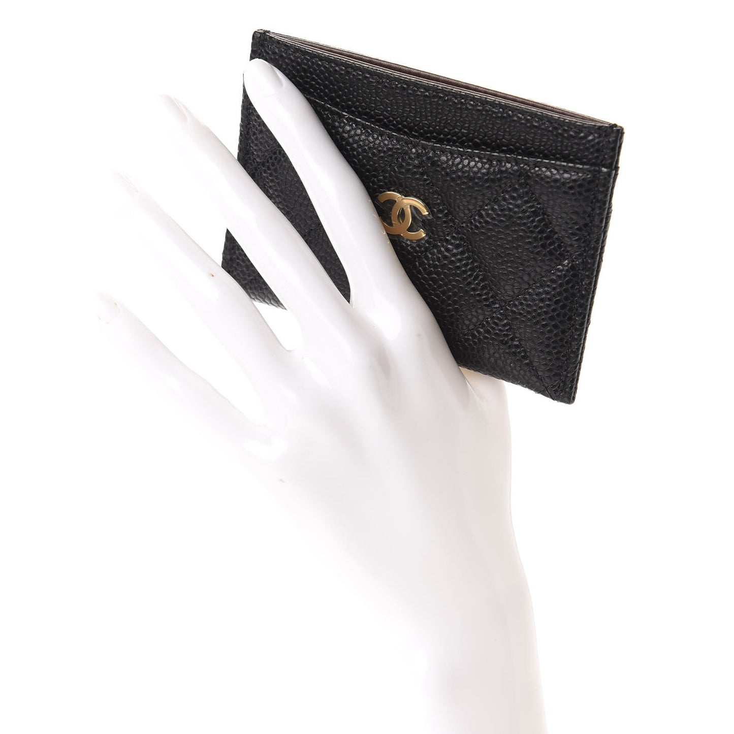 Caviar Quilted Card Holder Black