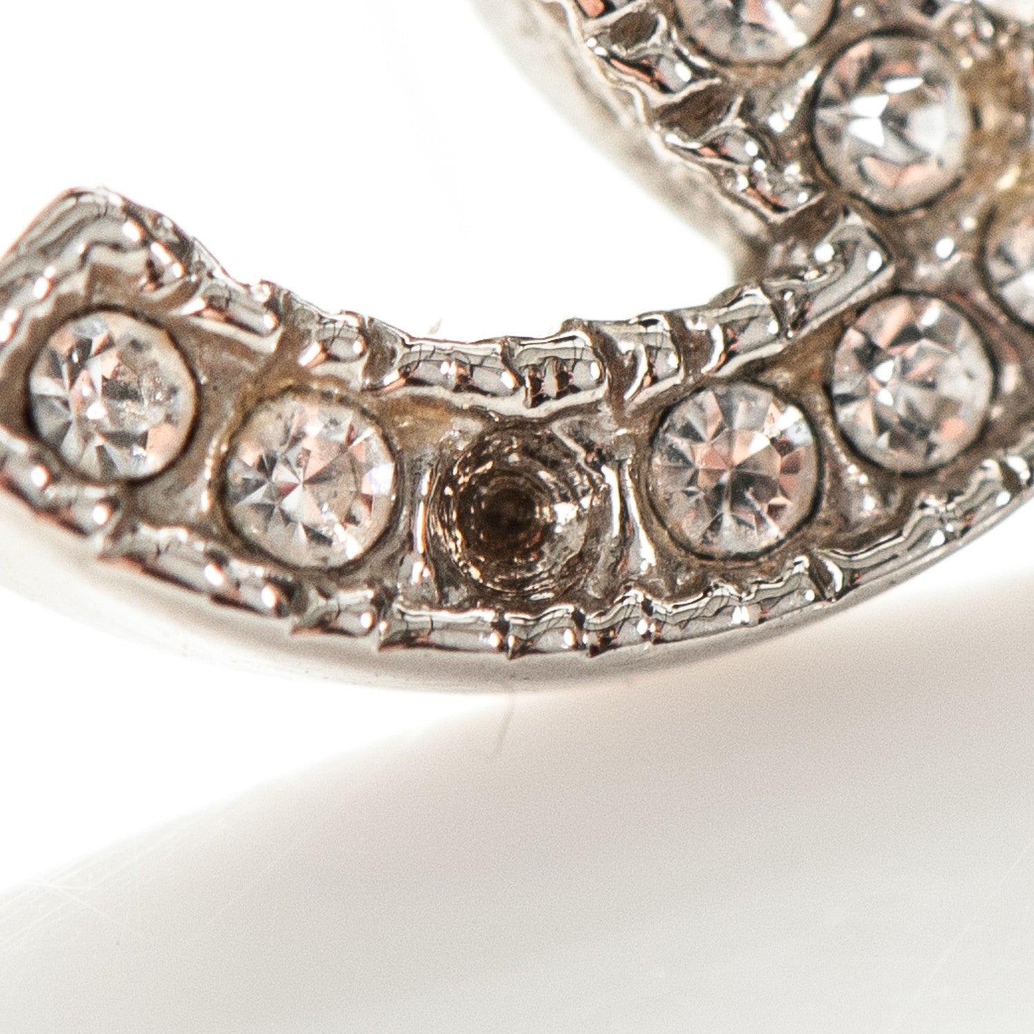 Chanel Crystal CC Earrings Silver 8 of 8