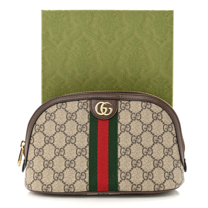 Gucci GG Supreme Monogram Textured Calfskin Web Large Ophidia Cosmetic Case Beige Ebony New Acero 12 of 12