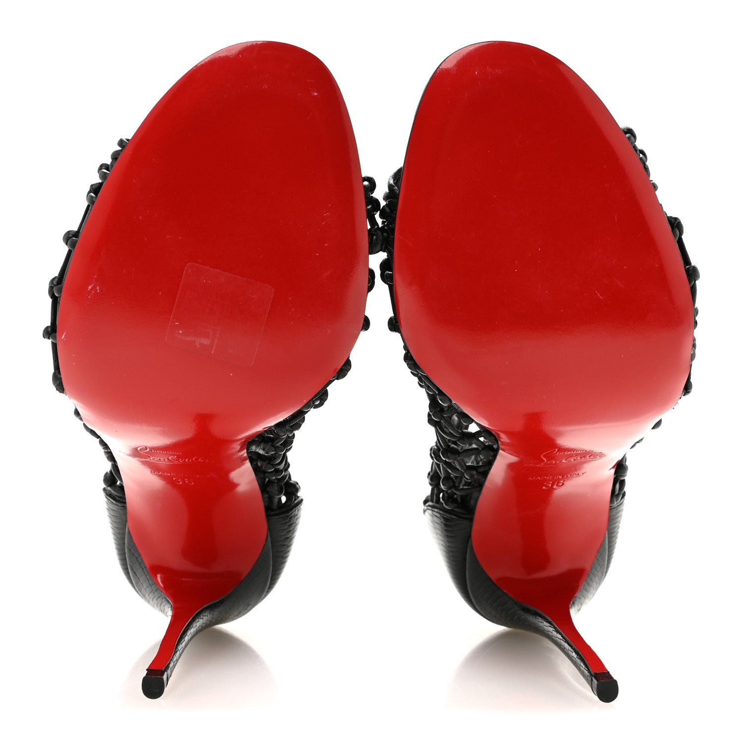 Christian Louboutin Nappa Lizard Embossed Corfou 100 Heel Sandals 36 Black 6 of 8