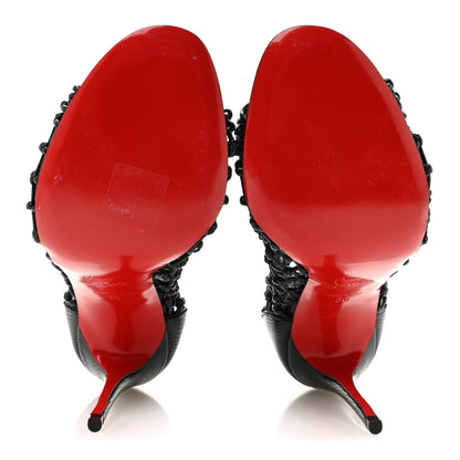 Christian Louboutin Nappa Lizard Embossed Corfou 100 Heel Sandals 36 Black 6 of 8