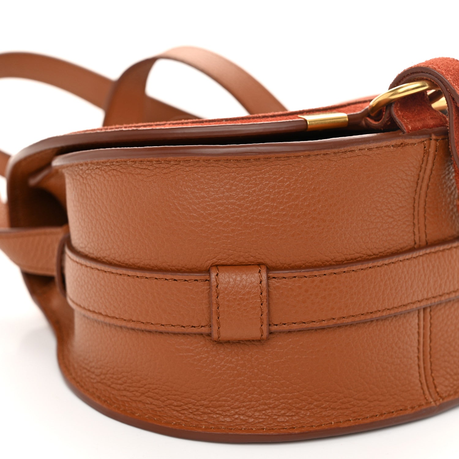 Chloe Suede Grained Calfskin Small Marcie Saddle Bag Tan 10 of 11