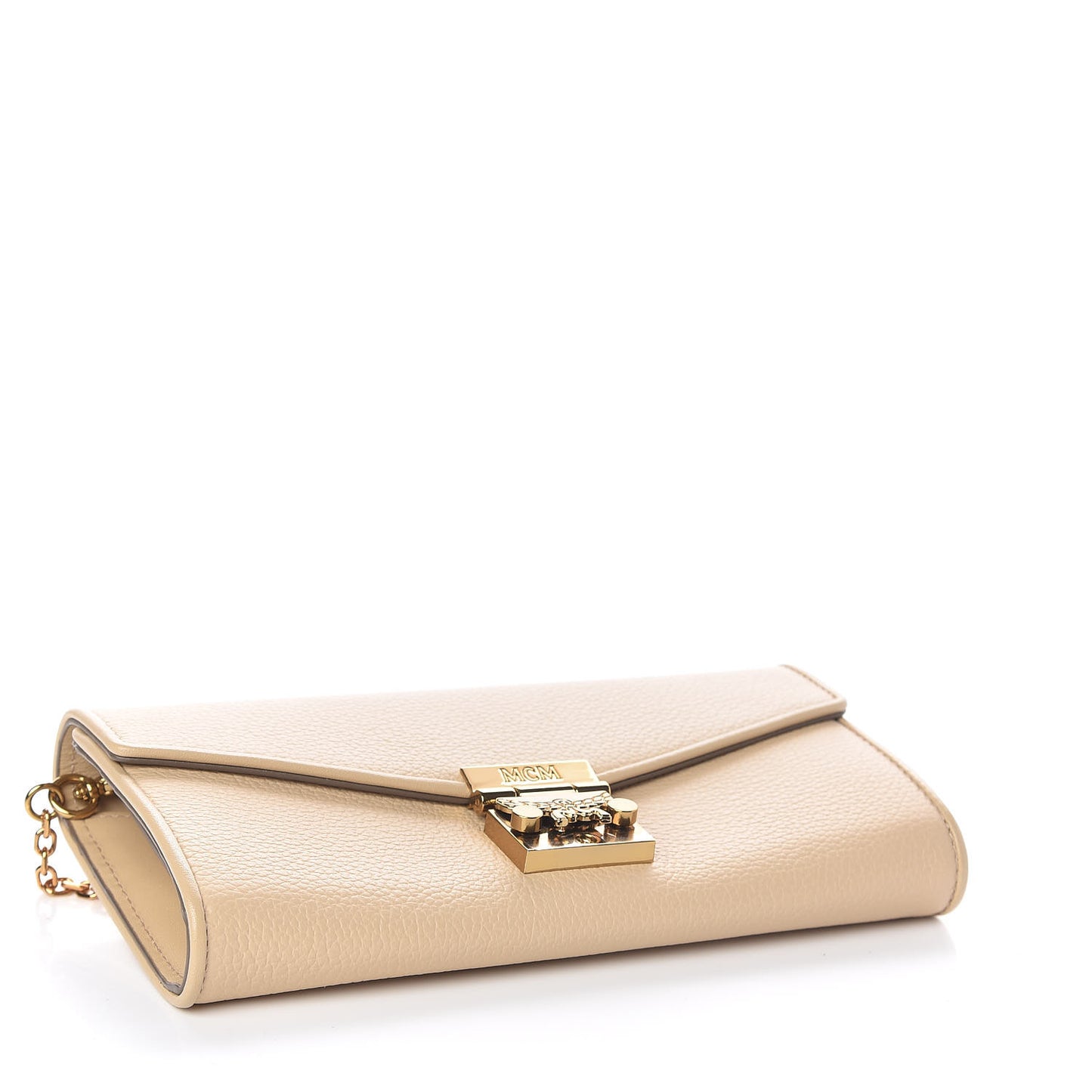 Calfskin Large Patricia Wallet On Chain Beige