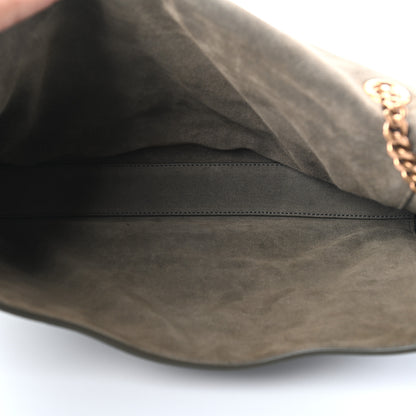 Saint Laurent Smooth Calfskin Suede Medium Reversible Monogram Kate Satchel Olive 8 of 11