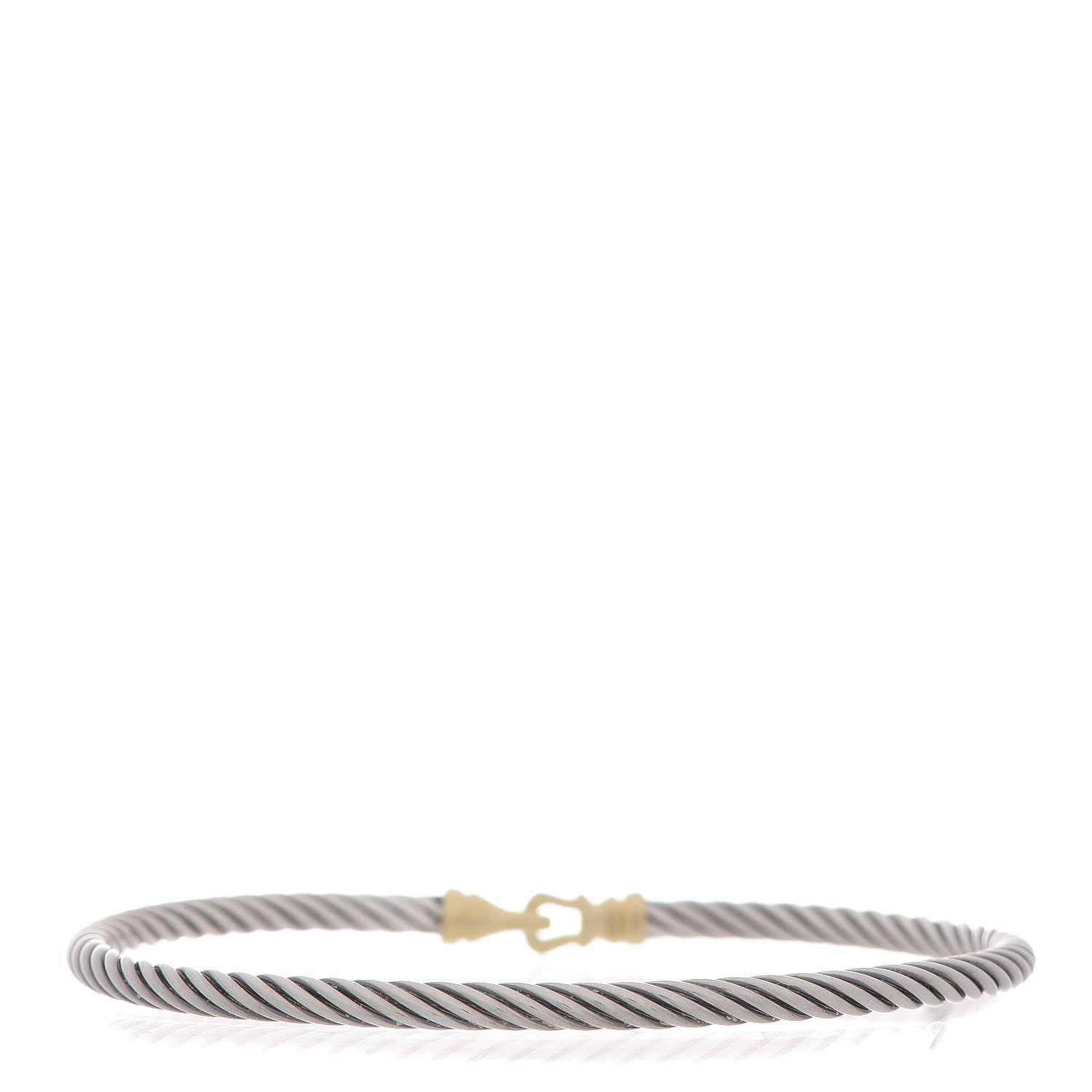 David Yurman Sterling Silver 18K Yellow Gold 3mm Cable Buckle Bracelet 3 of 5
