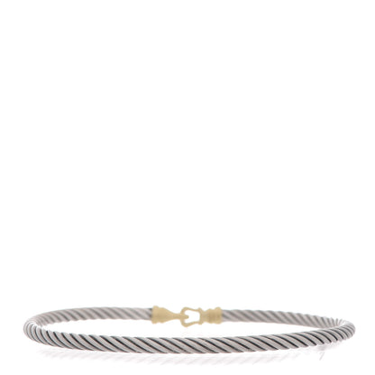 David Yurman Sterling Silver 18K Yellow Gold 3mm Cable Buckle Bracelet 3 of 5