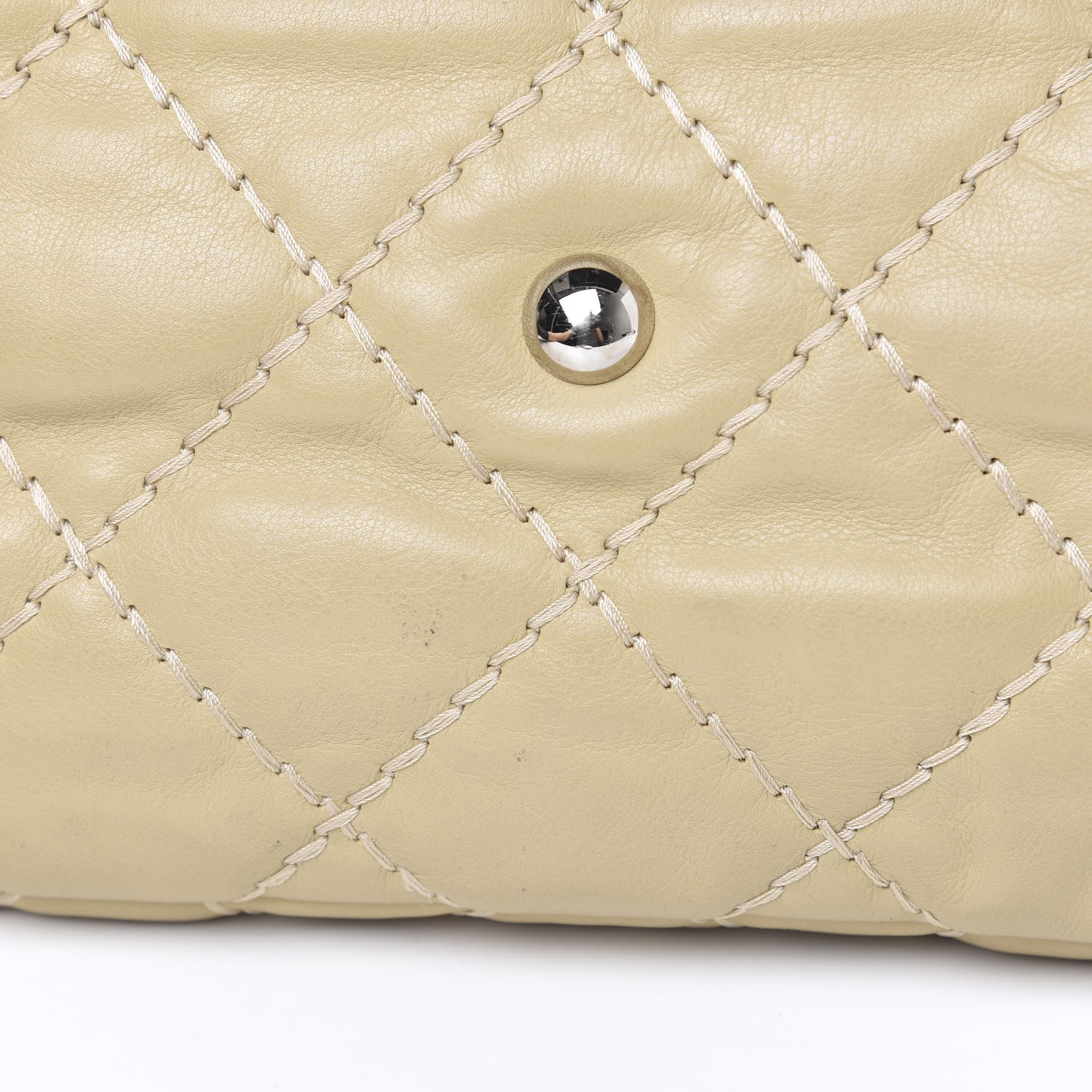 Chanel Calfskin Contrast Stitch Tote Beige 10 of 12