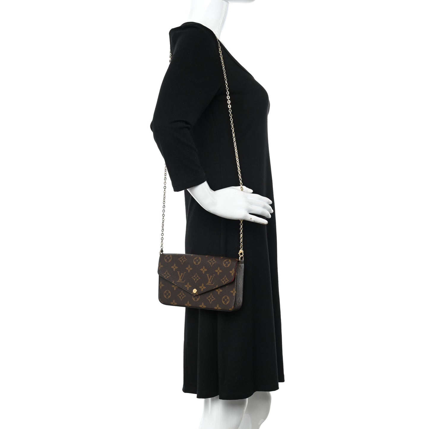 Monogram Pochette Felicie Chain Wallet Fuchsia