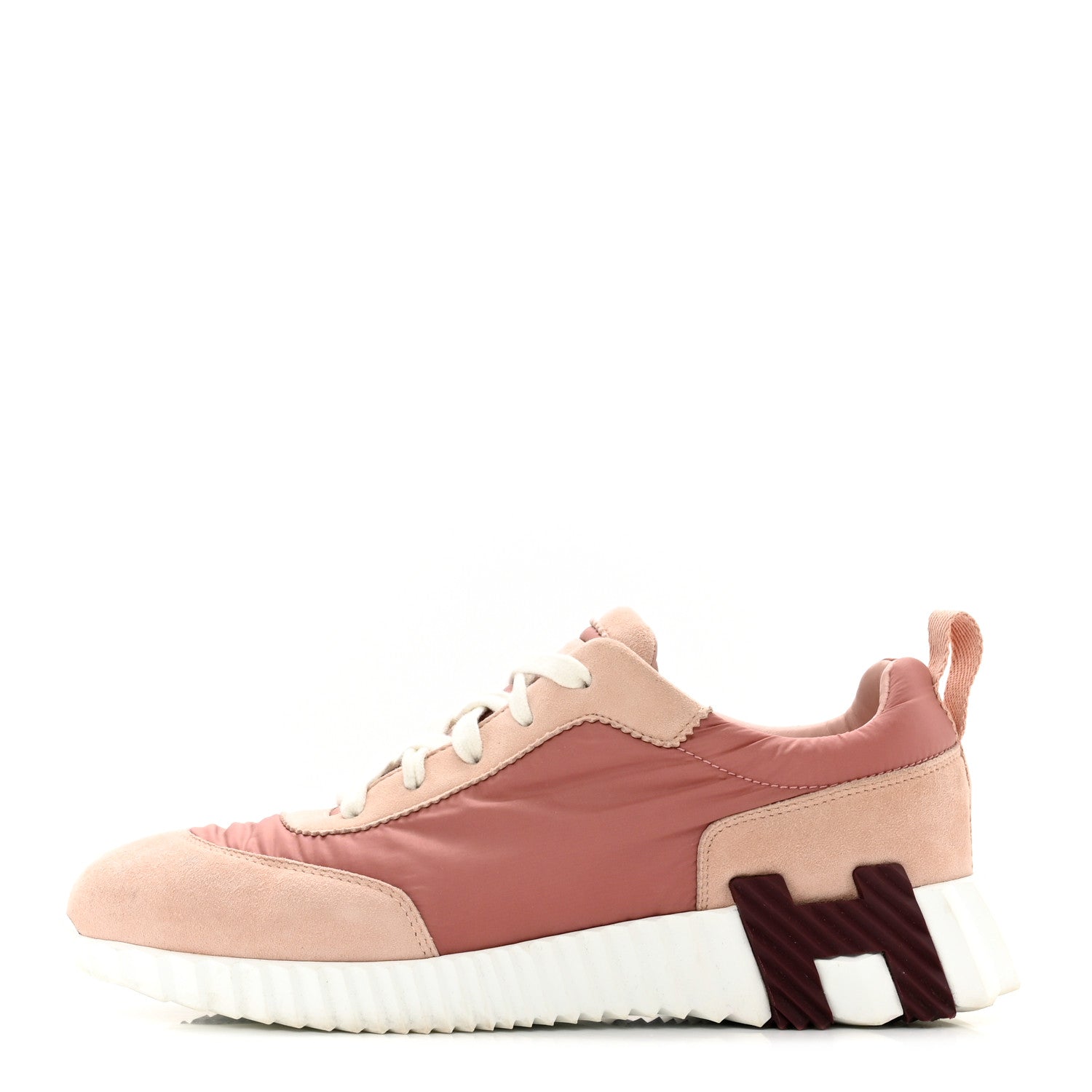 Hermes Parachute Fabric Suede Goatskin Bouncing Sneakers 37.5 Rose Rose Opaline 1 of 9