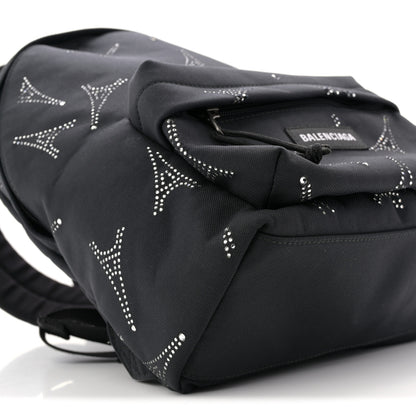 Balenciaga Canvas Crystal Embellished Eiffel Tower Explorer Backpack S Black 8 of 10