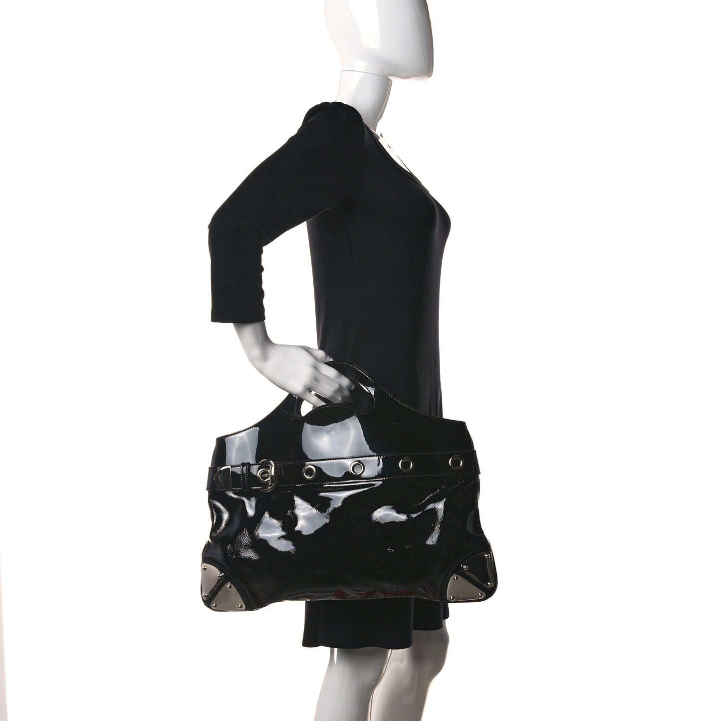 Patent Romy Medium Tote Black