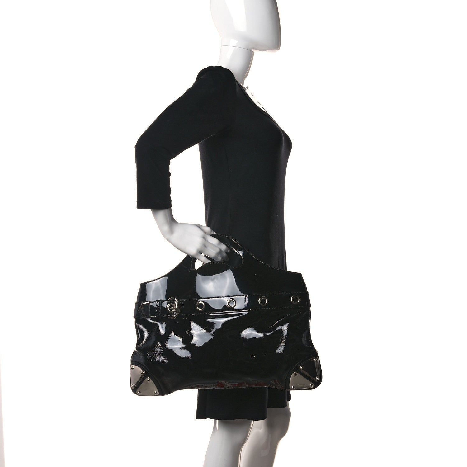 Gucci Patent Romy Medium Tote Black 2 of 12