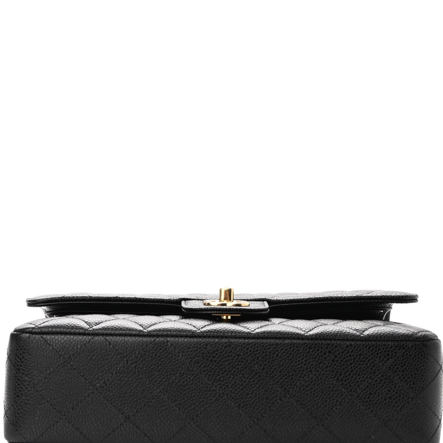 Caviar Quilted Medium Double Flap Black