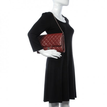 Chanel Caviar Quilted Clutch With Chain Flap Dark Red 2 of 8