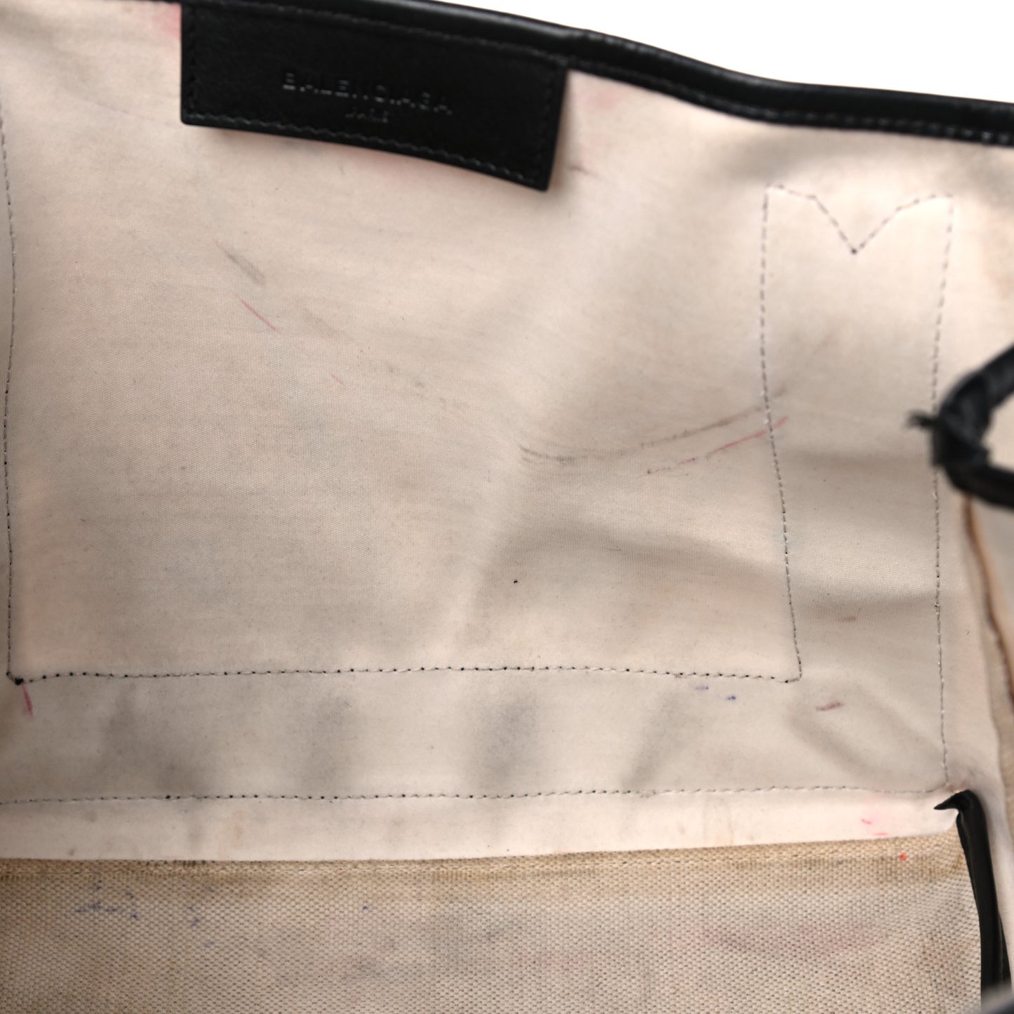 Cotton Canvas Satin Calfskin S Navy Cabas Natural Black