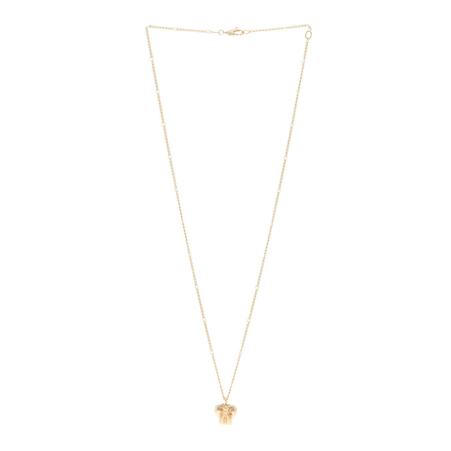 Gucci 18K Yellow Gold Le Marche Des Merveilles Bee Heart Pendant Necklace 3 of 4