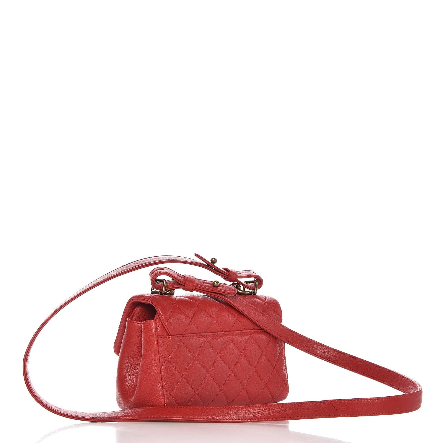 Chanel Shiny Sheepskin Quilted Mini Trapezio Flap Red 3 of 8