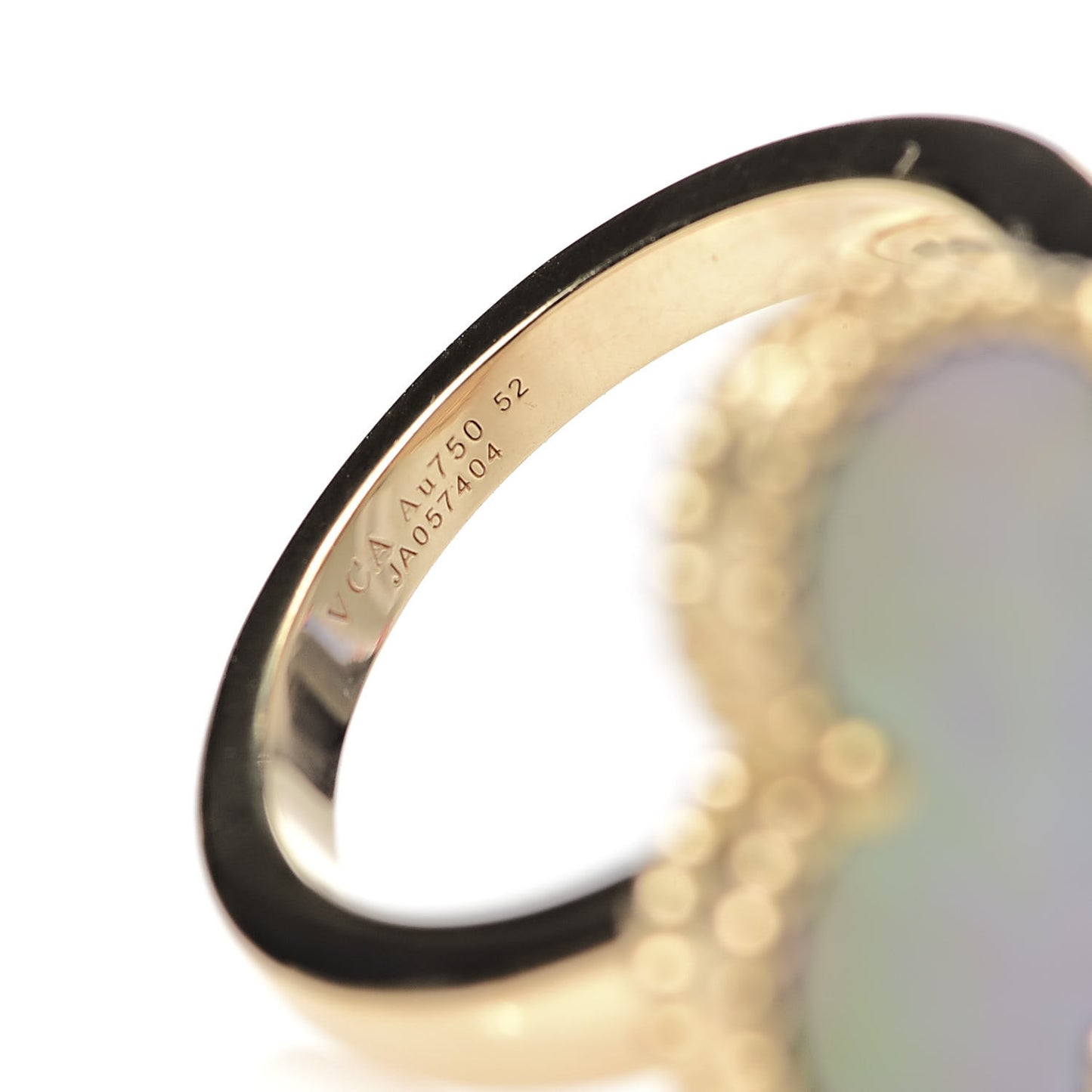 18K Yellow Gold Grey Mother of Pearl Magic Alhambra Ring 52 6