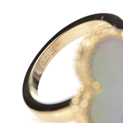 Van Cleef & Arpels 18K Yellow Gold Grey Mother of Pearl Magic Alhambra Ring 52 6 5 of 5