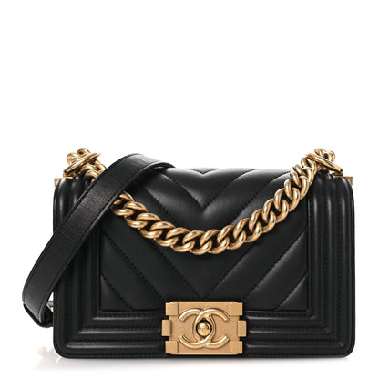 Chanel Calfskin Chevron Quilted Medium Boy Flap Black 1 of 9