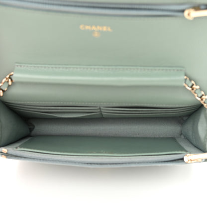 Chanel Caviar Quilted Wallet On Chain WOC Dark Green 5 of 16