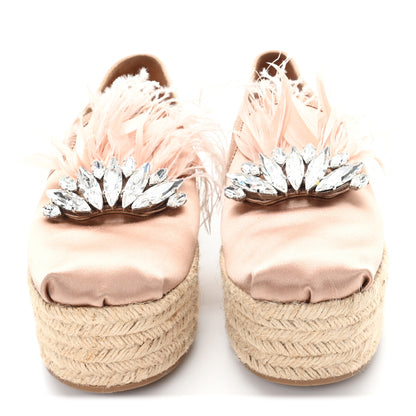 Miu Miu Satin Crystal Platform Espadrilles 39.5 Pink 3 of 9