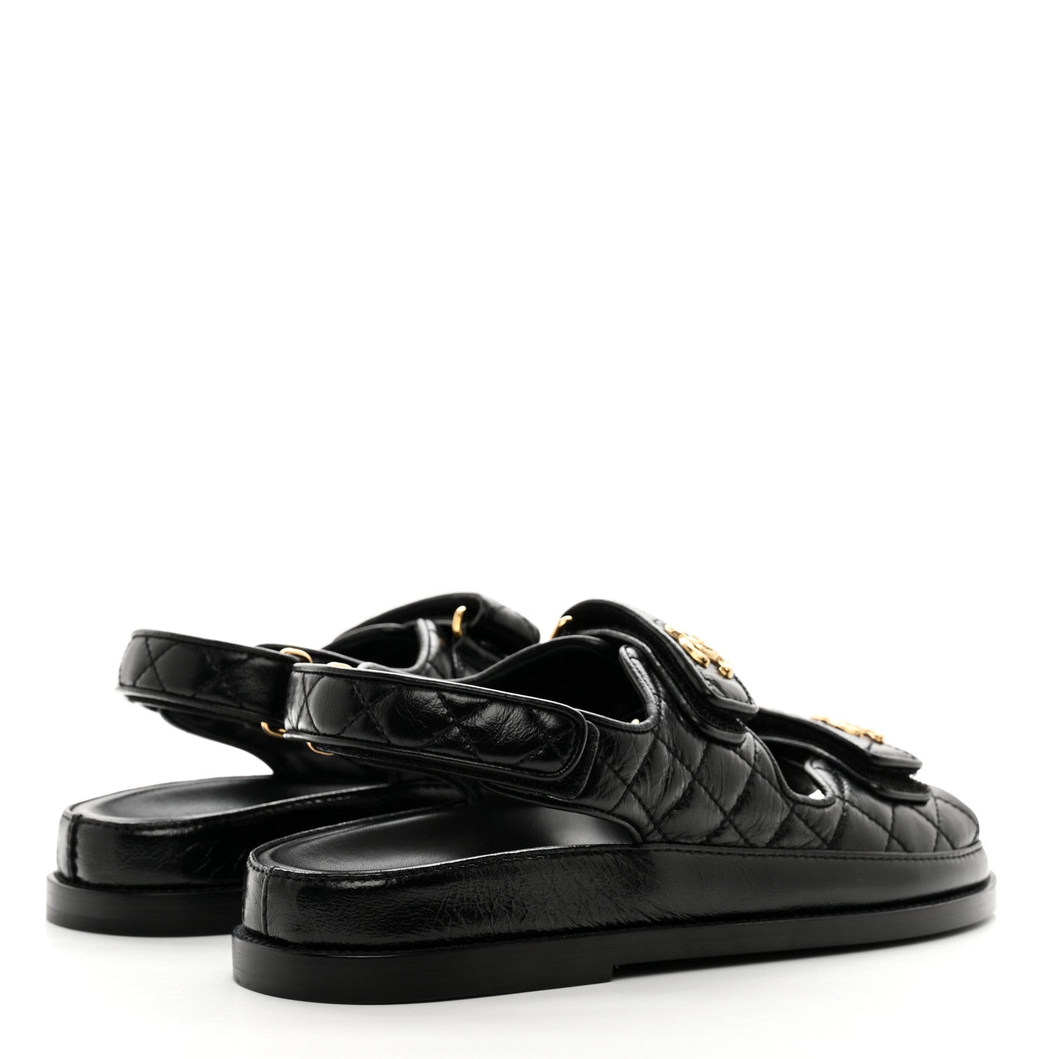 Chanel Lambskin Velcro Dad Sandals 38.5 Black 4 of 9