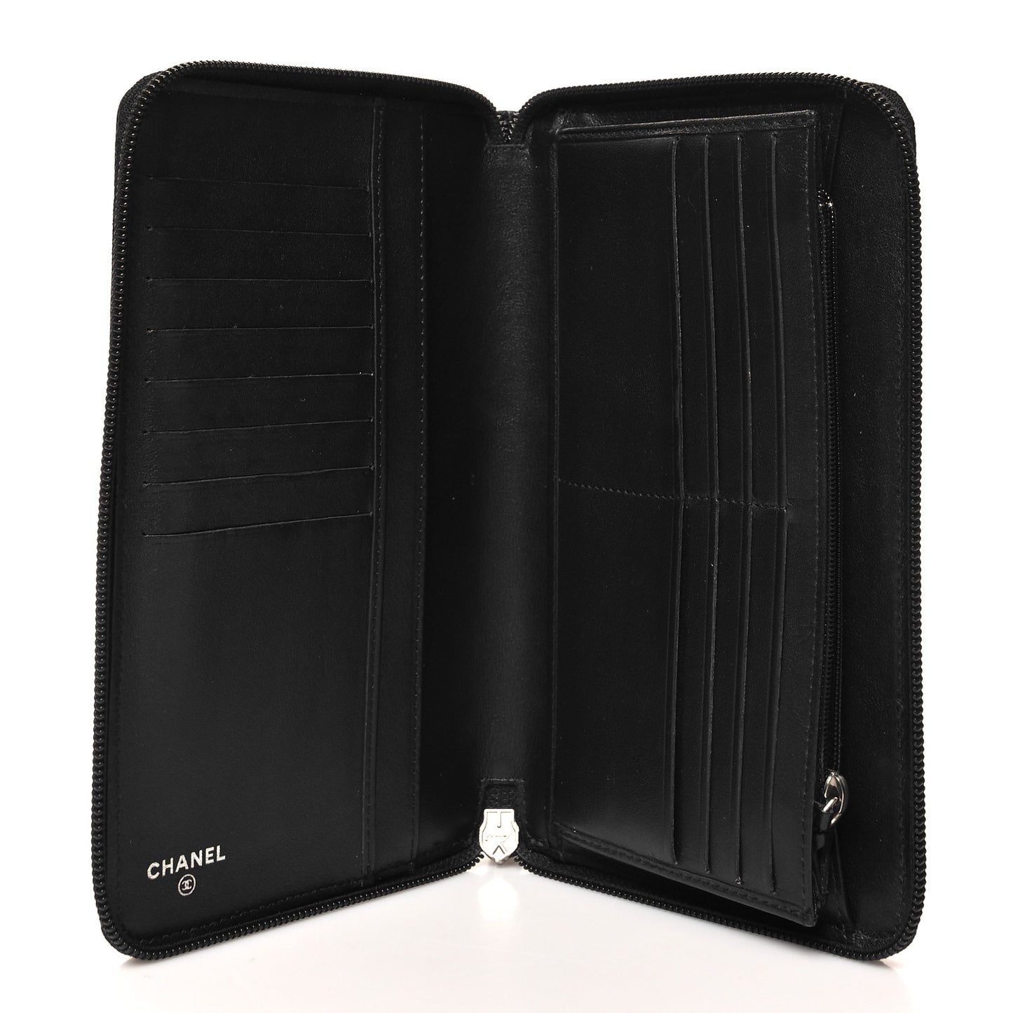 Caviar Large Timeless CC Zip Around Organizer Wallet Black