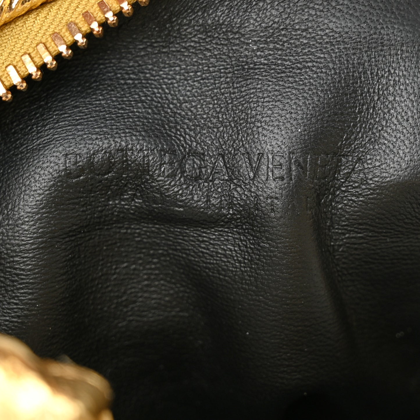 Laminated Calfskin Pressed Intreccio Mini Jodie Gold