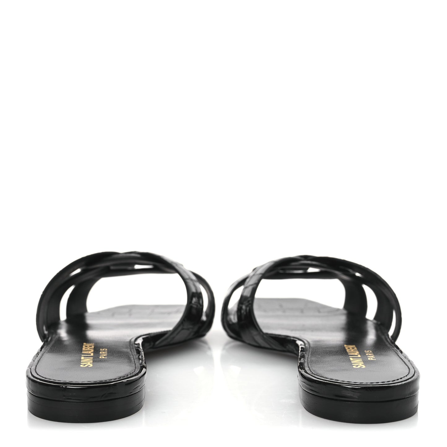 Patent Croc Embossed Tribute 05 Slide Sandals 37.5 Black