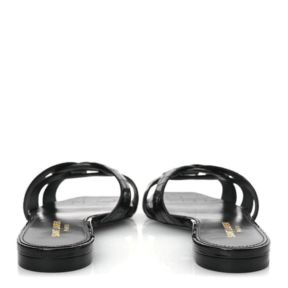 Saint Laurent Patent Croc Embossed Tribute 05 Slide Sandals 37.5 Black 7 of 11