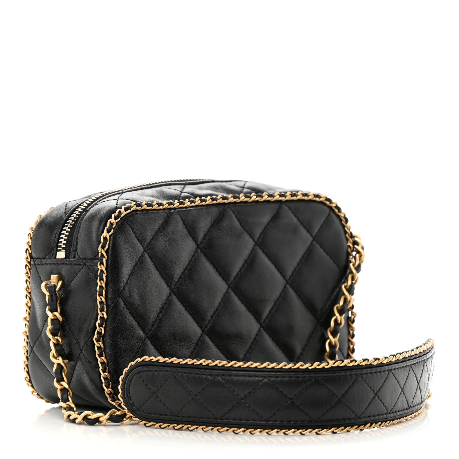 Chanel Lambskin Quilted Chain CC Mini Camera Case Black 2 of 14