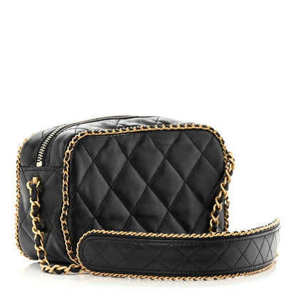 Chanel Lambskin Quilted Chain CC Mini Camera Case Black 2 of 14