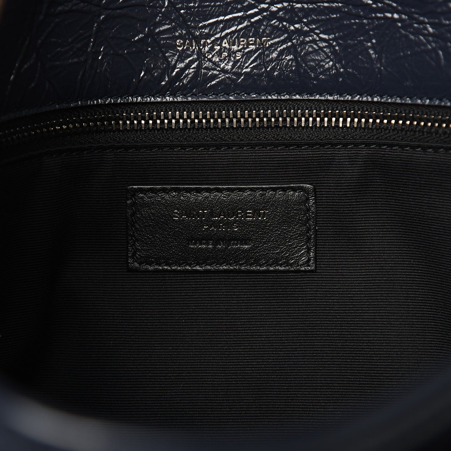 Crinkled Calfskin Matelasse Monogram Medium Niki Chain Satchel Deep Marine
