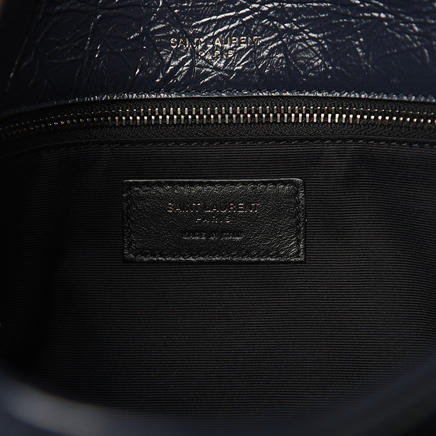 Saint Laurent Crinkled Calfskin Matelasse Monogram Medium Niki Chain Satchel Deep Marine 6 of 11