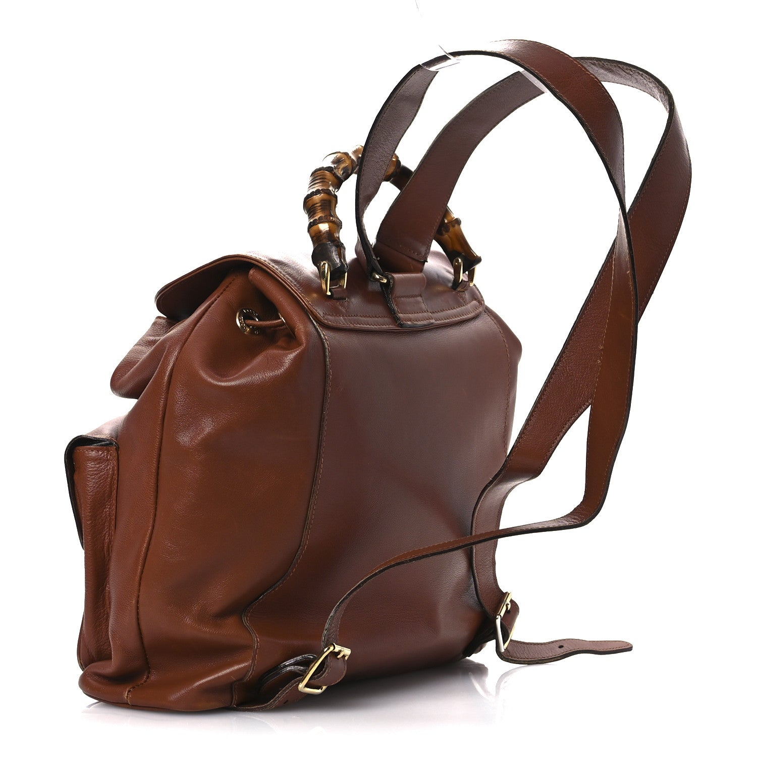 Gucci Calfskin Bamboo Backpack Brown 3 of 16
