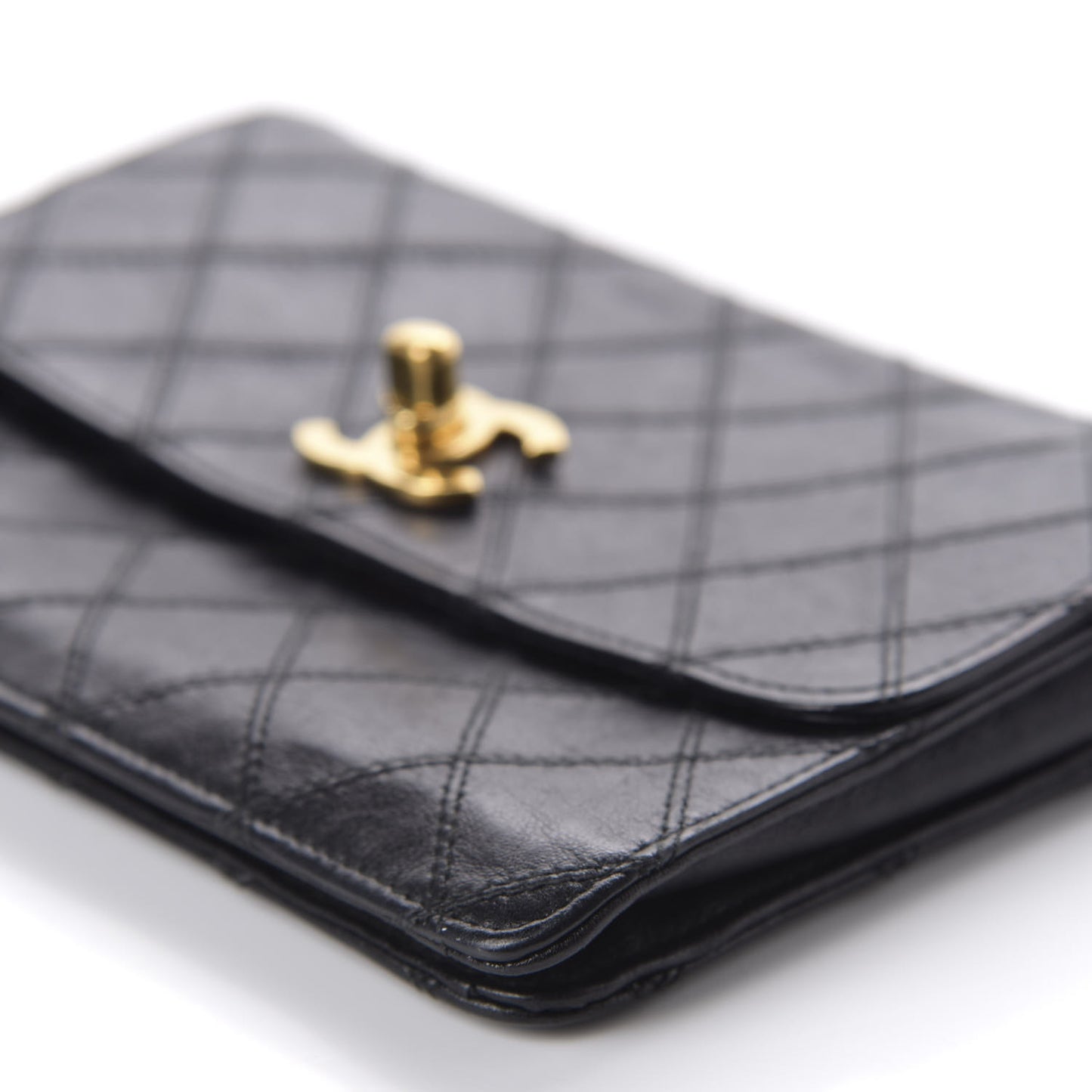 Lambskin Diamond Stitch Crossbody Black