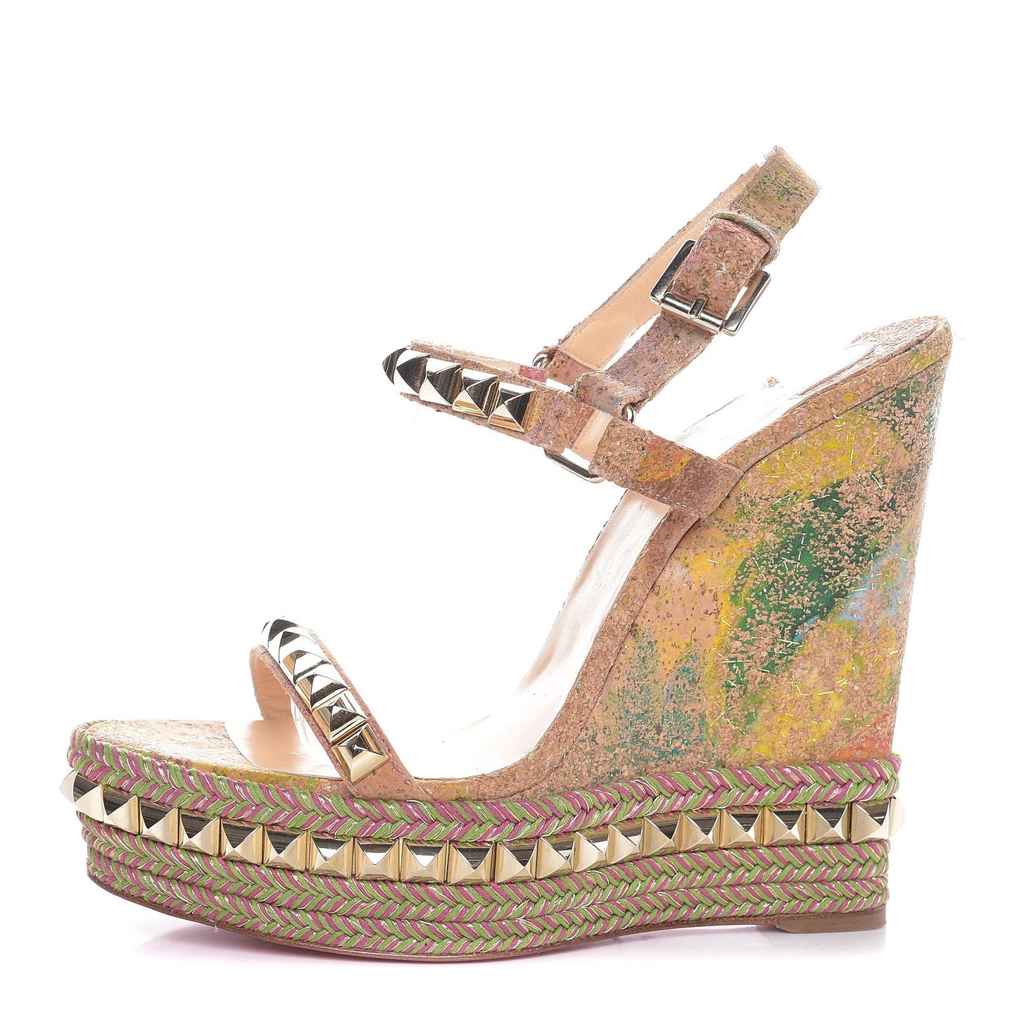 Cork Bloom Print Cataclou 140 Wedge Sandals 41 Multicolor